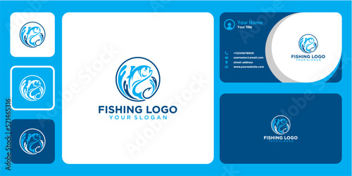 fishing logo design with fish or hook and business card