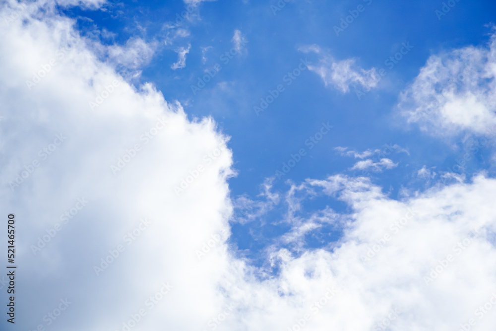 Obraz premium Clear blue sky and white clouds for background, summer background