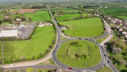 Aerial video of Templepatrick Roundabout Ballyclare in County Antrim Northern Ireland photo