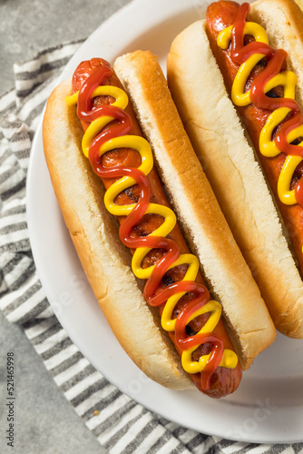 Принти на полотні Homemade Hot Dog with Ketchup and Mustard