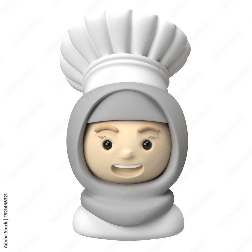 3d hijab chef icon illustration 3d hijab chef icon illustration