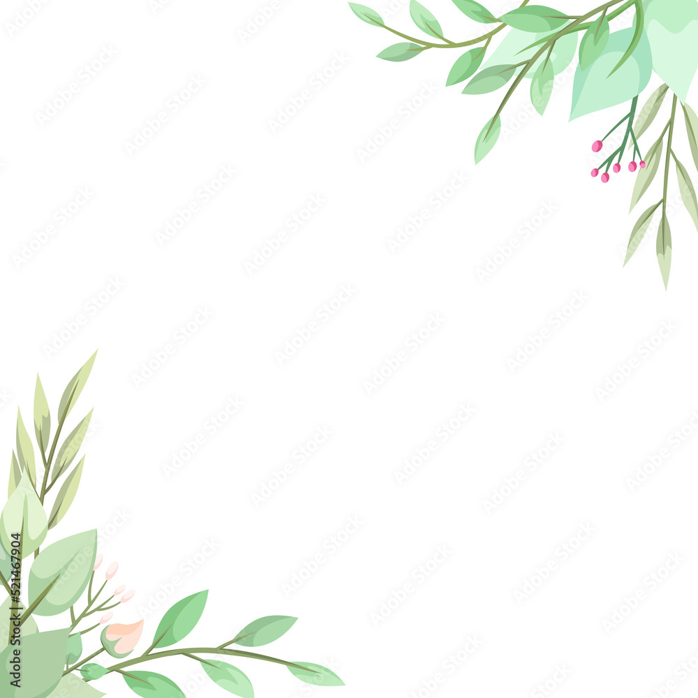 leaves greenery frame border for social media post template, greeting card, wedding or engagement invitation and poster design