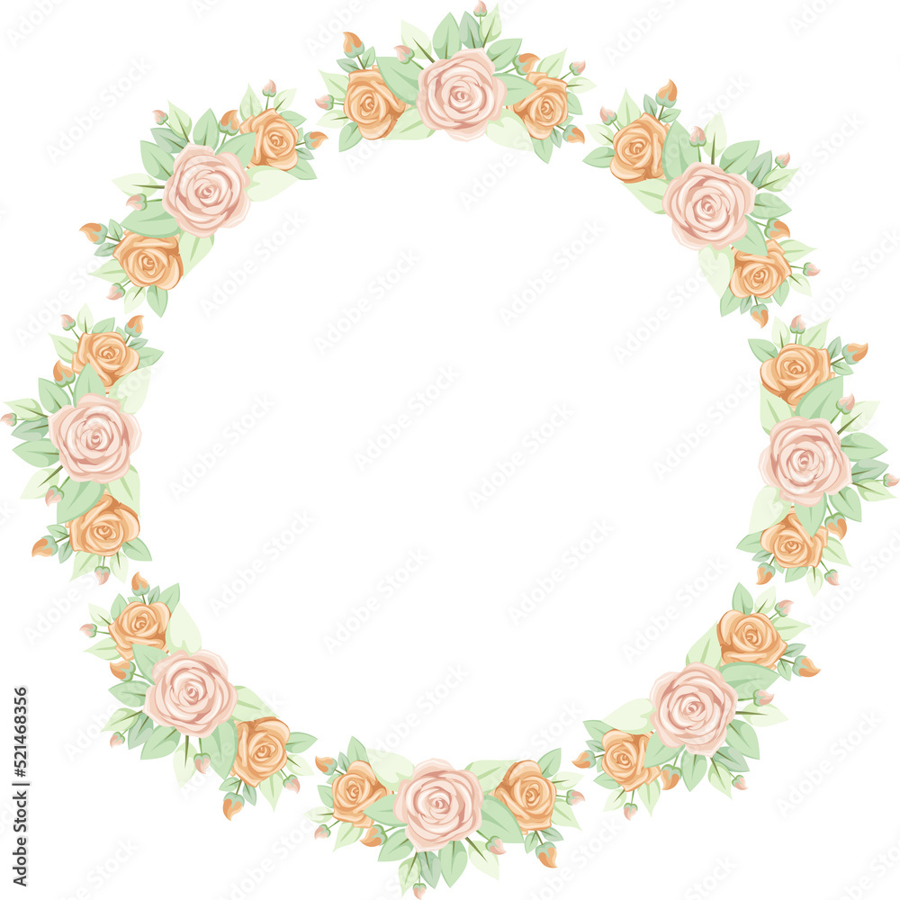 Wreath rose flower, for wedding invitation, greeting card, poster, background ornament, frame and other Wreath rose flower, for wedding invitation, greeting card, poster, background ornament, frame and other