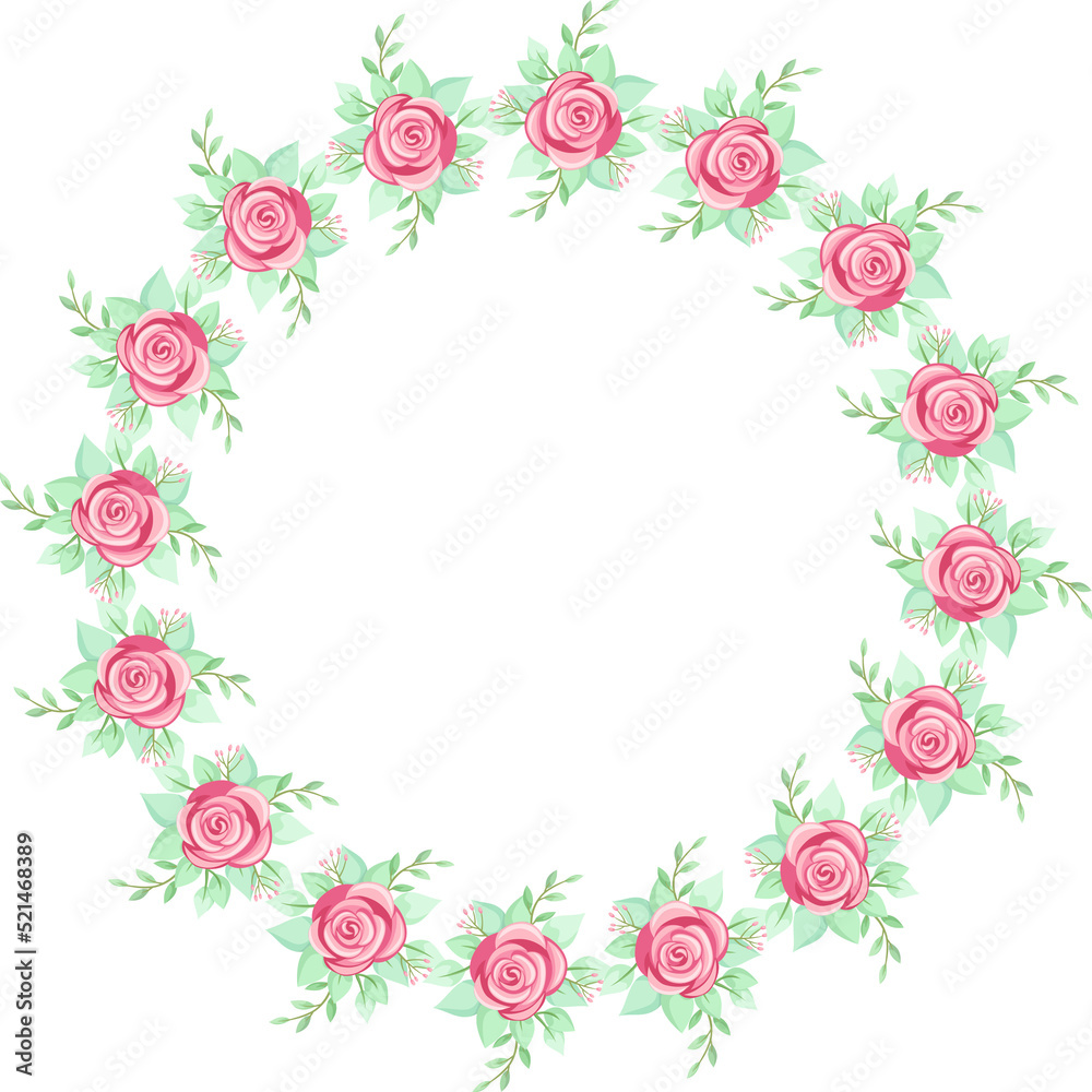 Wreath rose flower, for wedding invitation, greeting card, poster, background ornament, frame and other Wreath rose flower, for wedding invitation, greeting card, poster, background ornament, frame and other