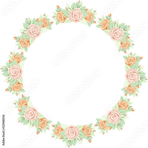 Wreath rose flower, for wedding invitation, greeting card, poster, background ornament, frame and other