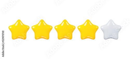 3D render glossy stars icons set isolated on white background vector illustration.