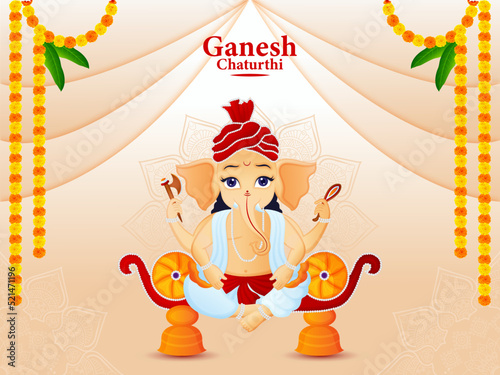 Happy ganesha chaturthi. Vector illustration of Lord vinayaka as ganesha.