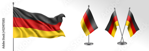 Set of Germany waving flag on isolated background vector illustration