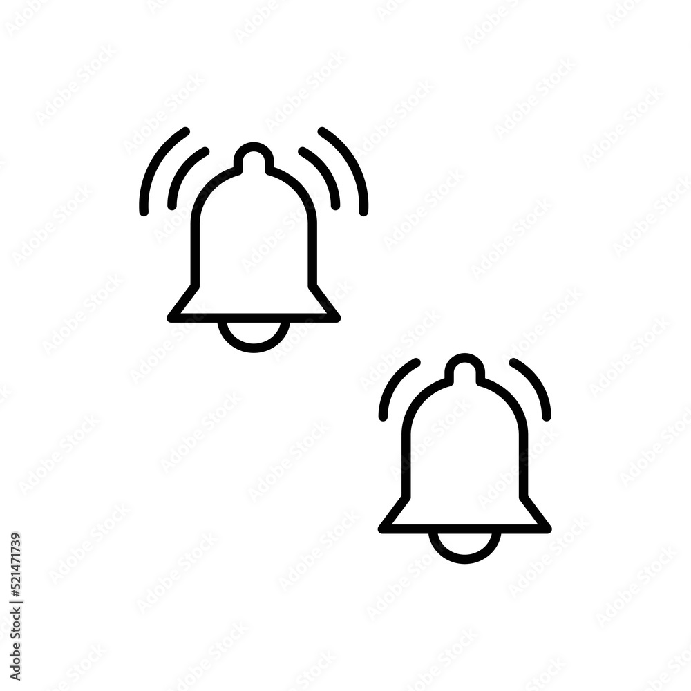 Notification Icon, Bell Icon Sign Vector Isolated on White Artboard Notification Icon, Bell Icon Sign Vector Isolated on White Artboard