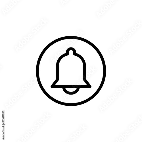 Notification Icon, Bell Icon Sign Vector Isolated on White Artboard
