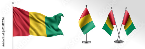 Set of Guinea waving flag on isolated background vector illustration photo
