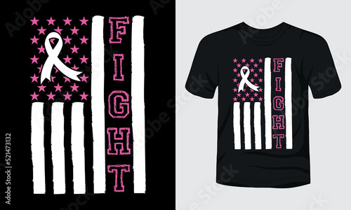 Fight USA flag breast cancer t-shirt design.