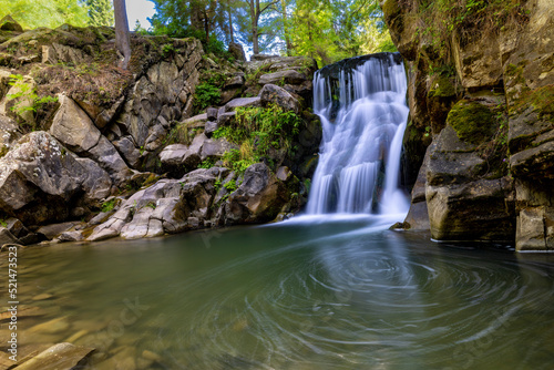 Beautiful waterfall in the mountain s forest. Long exposure.