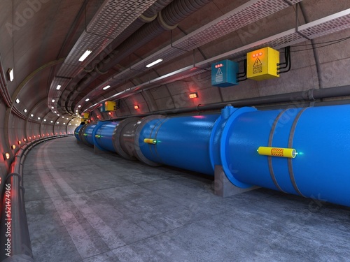 3D-illustration of a particle accelerator and hadron collider photo