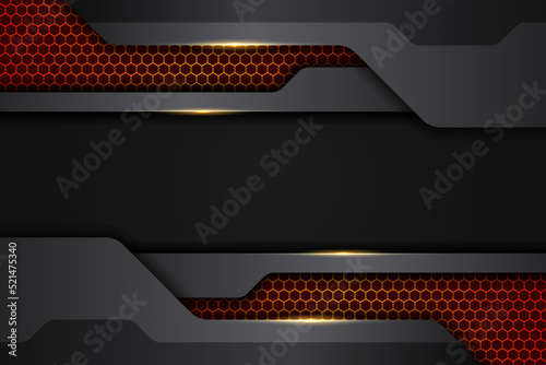 Abstract 3D Realistic Modern Technology Glow Orange on Grey Metallic Background