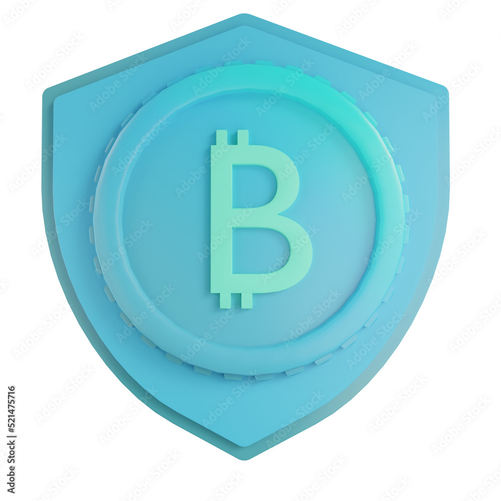 3d bitcoin illustration shield 3d bitcoin illustration shield