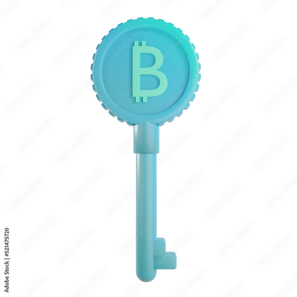 3d bitcoin illustration key 3d bitcoin illustration key