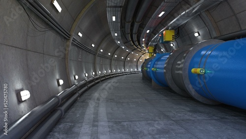 3D-illustration of a particle accelerator and hadron collider photo
