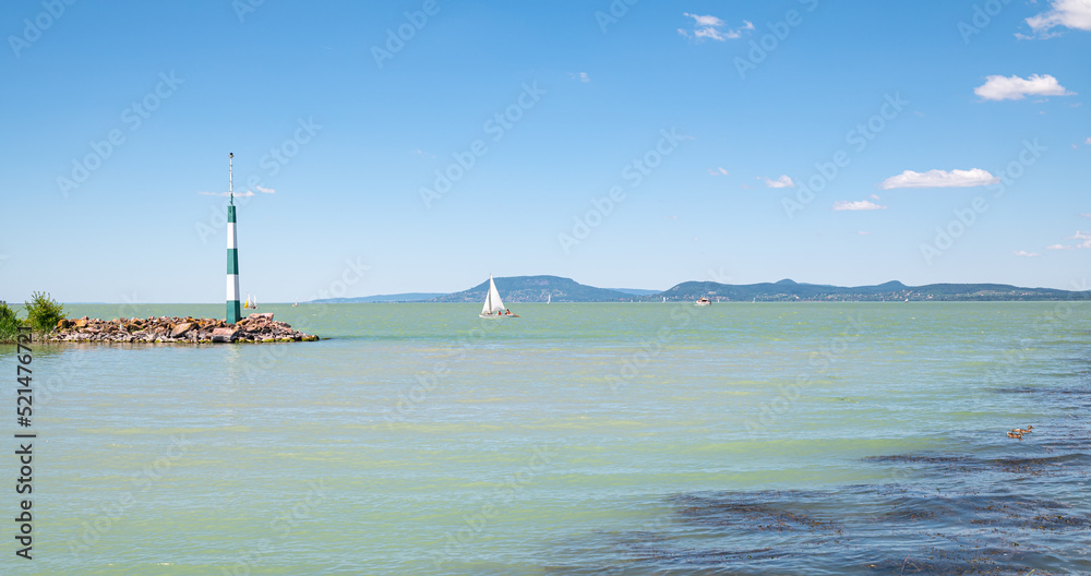 Pier of the port of Balatonlelle at Lake Balaton in Hungary