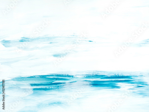Abstract sea landscape. Original painting. Hand drawn, impressionism style, blue color texture with copy space, brushstrokes of paint,  art background. © Artlu