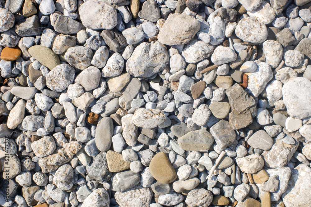 Round sea pebbles, background texture.