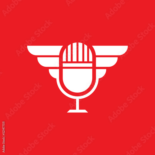 podcast design collection isolated from microphone and wing shape into logo template