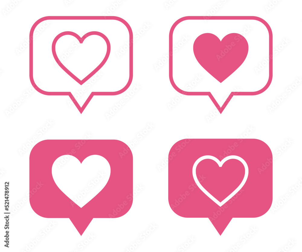 set of heart message chat box