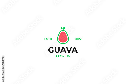 Flat guava fruit logo design vector illustration idea photo