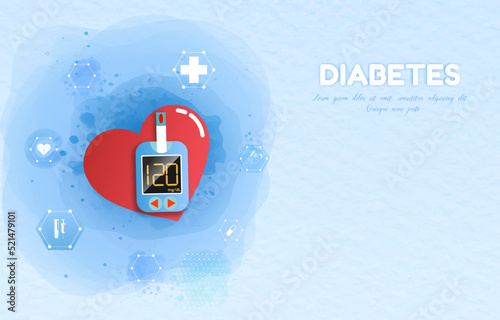 Diabetes patient treatment Concept. Blood glucose testing meter. Diabetes type 2 and insulin production. Suitable For Wallpaper, Banner, Background, Card, Book, And Landing Page.Vector Illustration