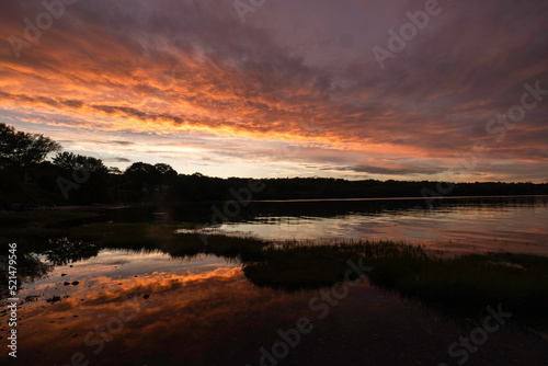 Sunset at Glen Cove in Rockport  Maine.