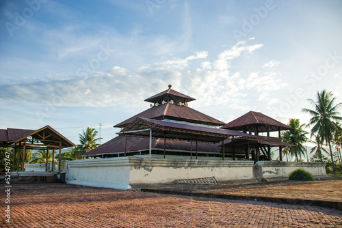 The photo of the Tuha Indrapuri Mosque is one of the old mosques in Aceh, Indonesia. © Azmil