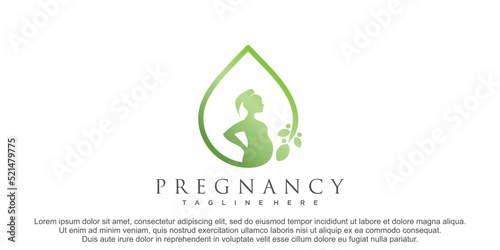 Pregnant logo design combination with drop logo premium vector