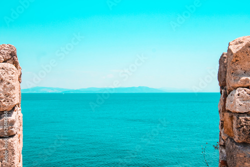 Ocean views through two walls. Kos Town, Greece 2022.