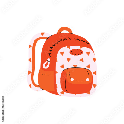 Heavy schoolbag of school stationery, books and supplies in pockets of backpack. Overfilled knapsack, rucksack for kids. Full backpack  for boys and girls. Back to school, college, education, study. 