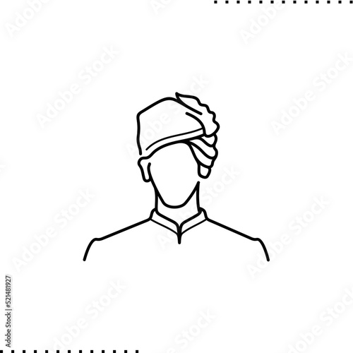Indian wedding, groom wearing safa, vector isolated on white