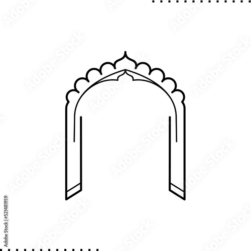 indian wedding decoration arch, vector isolated on white