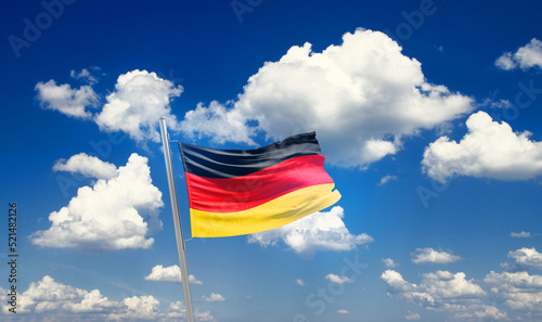 Germany national flag cloth fabric waving on the sky - Image