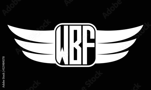 WBF three-letter Wing logo design. flying Vector template photo