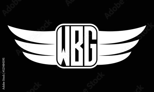 WBG three-letter Wing logo design. flying Vector template photo