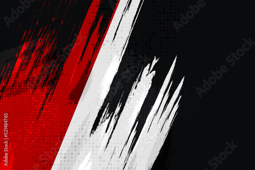 Indonesia Flag with Brush Concept. Happy Indonesian Independence Day. Flag of Indonesia in Grunge Style photo
