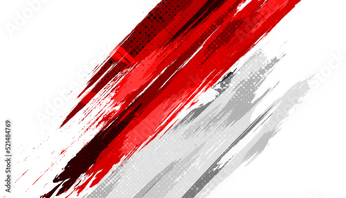 Indonesia Flag with Brush Concept. Happy Indonesian Independence Day. Flag of Indonesia in Grunge Style
