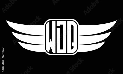 WDQ three-letter Wing logo design. flying Vector template photo