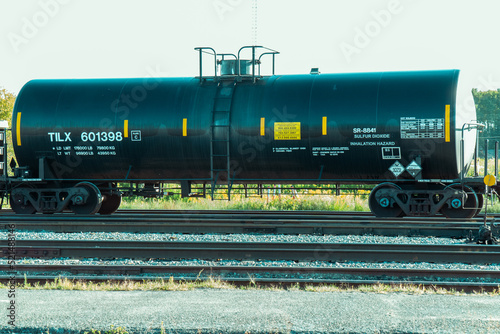 Train tanker sitting in rail yard photo