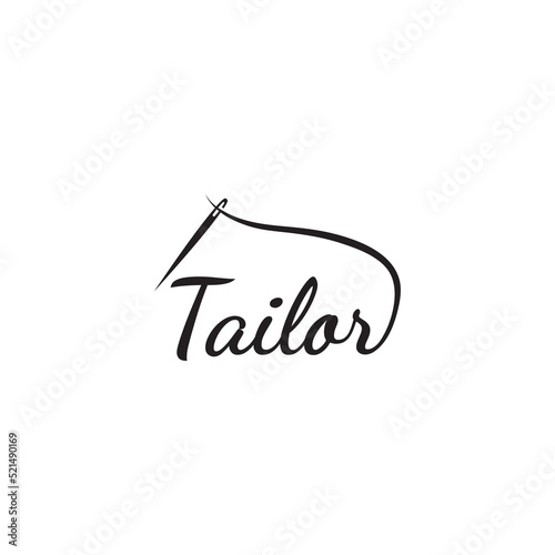 Tailor silhouette logo with needle, thread, benik and sewing machine markings. Logo design for tailors, fashion, boutiques and other clothing companies. With vector illustration design.