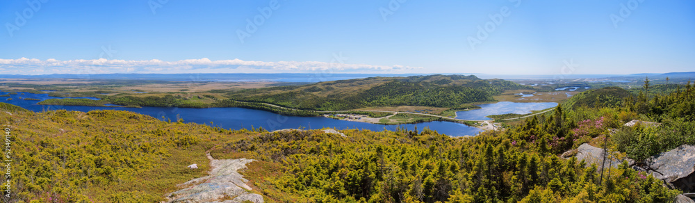 Panorama of Long Gull Pond in western Newfoundland and Labrador, Canada