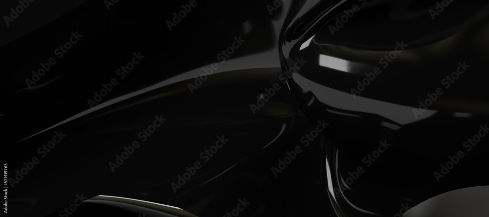 Soft waves seamless texture on shiny black background, pearl and nacre ...