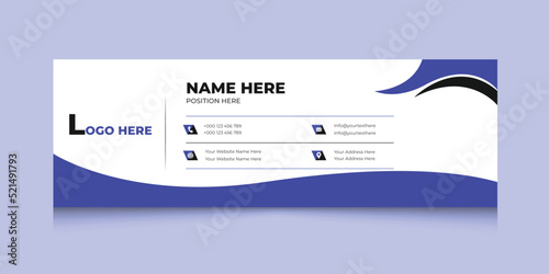 Creative email signature template with colorful background and email footer, social media cover design with curvy layout