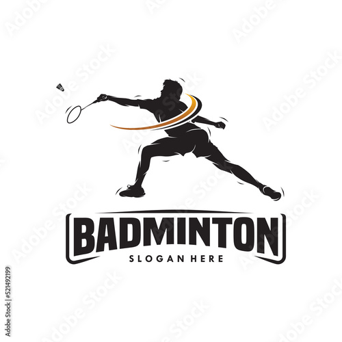 jump smash badminton silhouette logo design