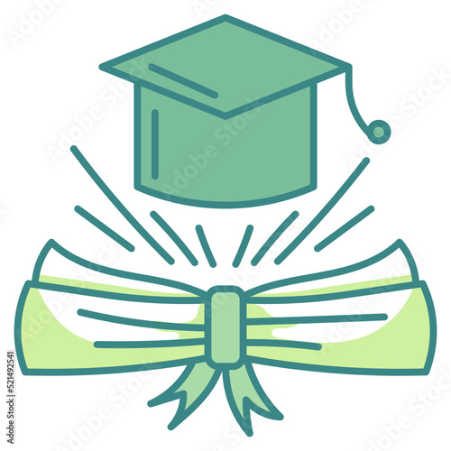 mortarboard blue line icon