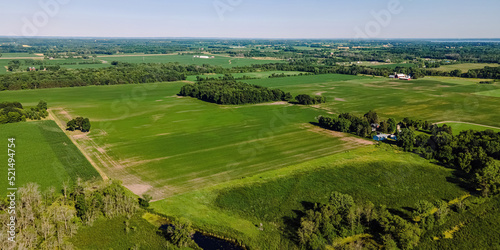 Aerial view of rural wisconsin farm fields